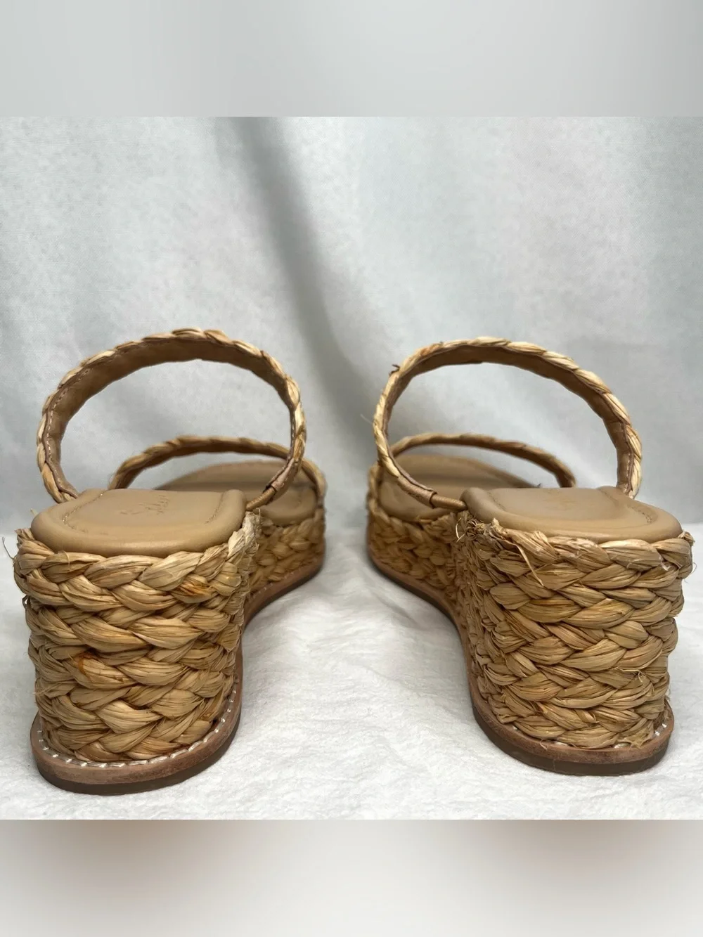 Splendid Raffia Platform Wedge Slide Sandals Natural Size 6 Like New